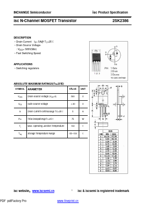 K2386 Datasheet PDF Inchange Semiconductor