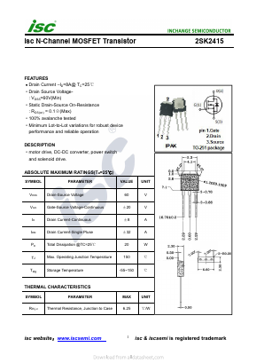 2SK2415 Datasheet PDF Inchange Semiconductor