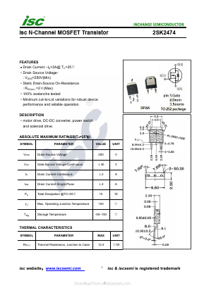 2SK2474 Datasheet PDF Inchange Semiconductor
