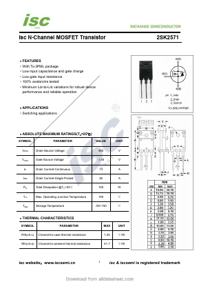 K2571 Datasheet PDF Inchange Semiconductor