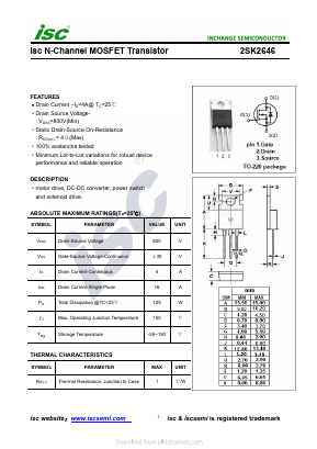 2SK2646 Datasheet PDF Inchange Semiconductor