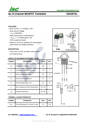 K2870L Datasheet PDF Inchange Semiconductor