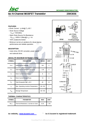 K3036 Datasheet PDF Inchange Semiconductor