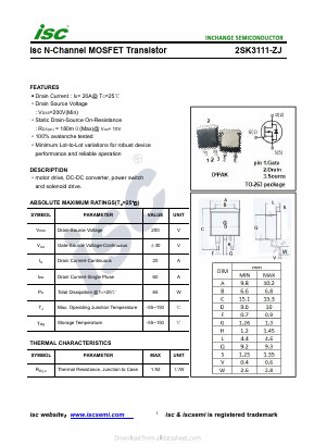 K3111-ZJ Datasheet PDF Inchange Semiconductor