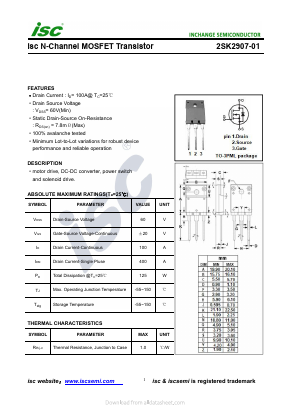 2SK2907-01 Datasheet PDF Inchange Semiconductor