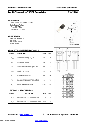2SK2996 Datasheet PDF Inchange Semiconductor