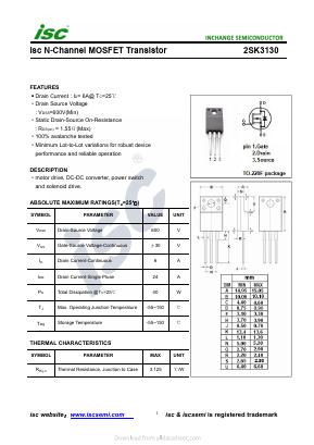 K3130 Datasheet PDF Inchange Semiconductor