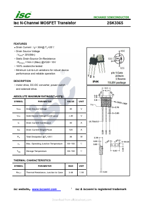 K3365 Datasheet PDF Inchange Semiconductor
