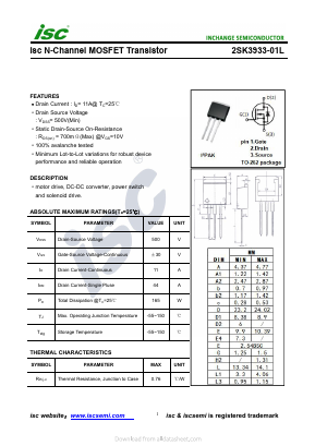 2SK3933-01L Datasheet PDF Inchange Semiconductor
