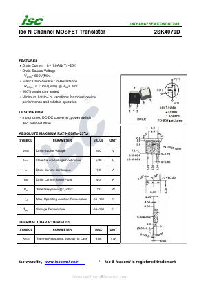 2SK4070D Datasheet PDF Inchange Semiconductor
