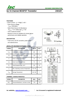 2SK401 Datasheet PDF Inchange Semiconductor