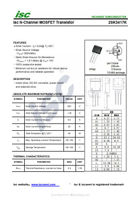 K3417K Datasheet PDF Inchange Semiconductor