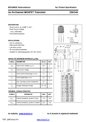 2SK349 Datasheet PDF Inchange Semiconductor