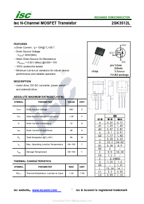 K3512L Datasheet PDF Inchange Semiconductor