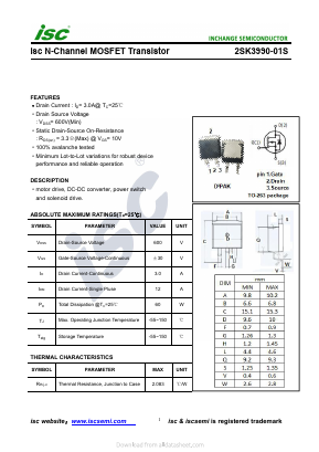 K3990-01S Datasheet PDF Inchange Semiconductor