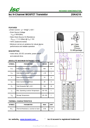 K4210 Datasheet PDF Inchange Semiconductor