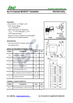 IPD70N12S3L Datasheet PDF Inchange Semiconductor