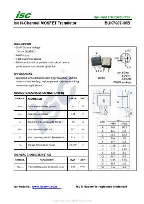 BUK7607-30B Datasheet PDF Inchange Semiconductor
