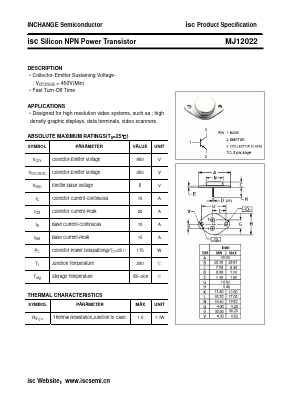 MJ12022 Datasheet PDF Inchange Semiconductor