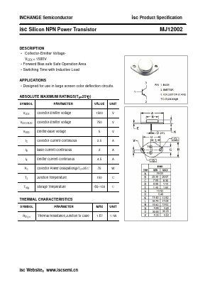 MJ12002 Datasheet PDF Inchange Semiconductor