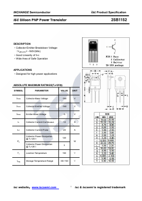 B1152 Datasheet PDF Inchange Semiconductor