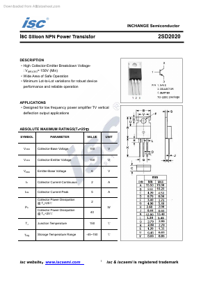 2SD2020 Datasheet PDF Inchange Semiconductor