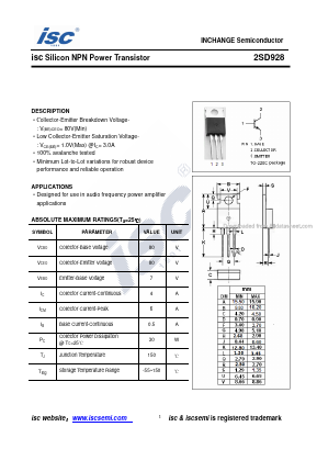 D928 Datasheet PDF Inchange Semiconductor