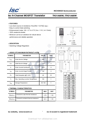 TK31A60W Datasheet PDF Inchange Semiconductor