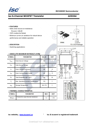 AOD254 Datasheet PDF Inchange Semiconductor
