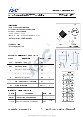 STB100N10F7 Datasheet PDF Inchange Semiconductor