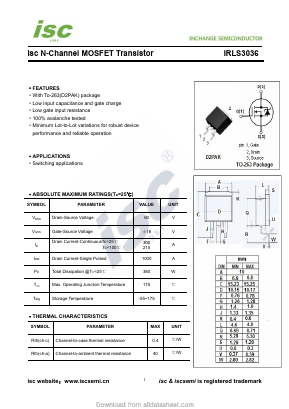 IRLS3036 Datasheet PDF Inchange Semiconductor