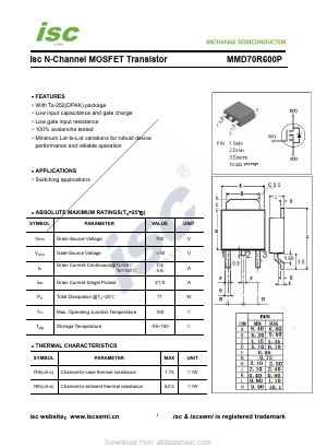 MMD70R600P Datasheet PDF Inchange Semiconductor