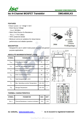 DMG4800LK3 Datasheet PDF Inchange Semiconductor