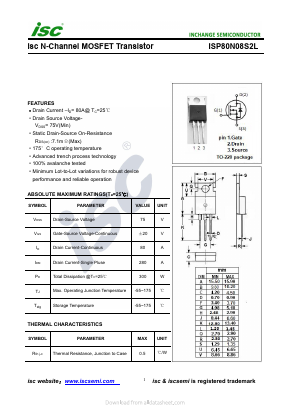 ISP80N08S2L Datasheet PDF Inchange Semiconductor