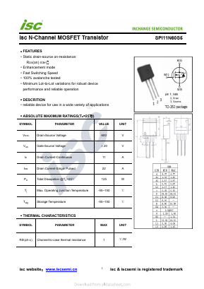 SPI11N60S5 Datasheet PDF Inchange Semiconductor