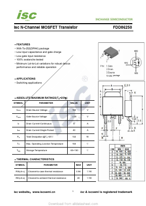 FDD86250 Datasheet PDF Inchange Semiconductor