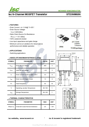 STD3NM60N Datasheet PDF Inchange Semiconductor