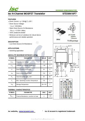 STD30N10F7 Datasheet PDF Inchange Semiconductor