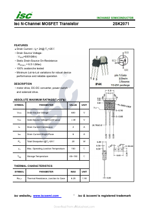 K2071 Datasheet PDF Inchange Semiconductor