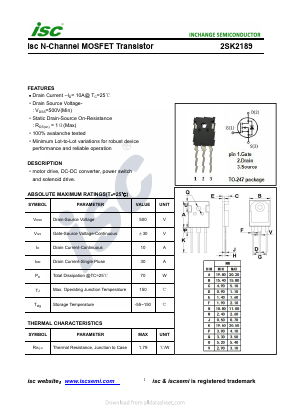 K2189 Datasheet PDF Inchange Semiconductor