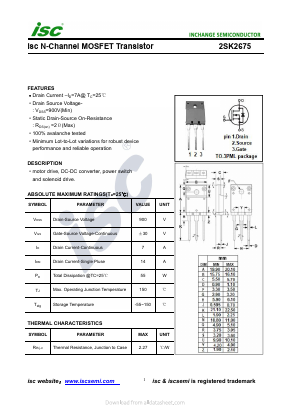 K2675 Datasheet PDF Inchange Semiconductor