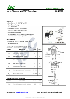 K3022 Datasheet PDF Inchange Semiconductor