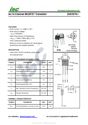 2SK3978-I Datasheet PDF Inchange Semiconductor