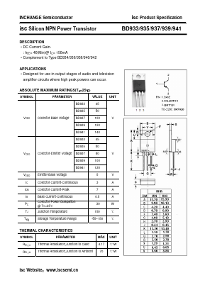 BD935 Datasheet PDF Inchange Semiconductor