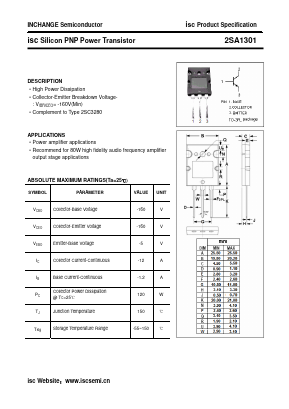 A1301 Datasheet PDF Inchange Semiconductor