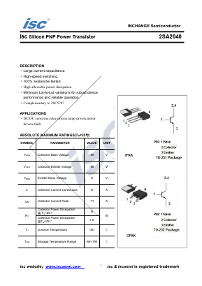 2SA2040 Datasheet PDF Inchange Semiconductor