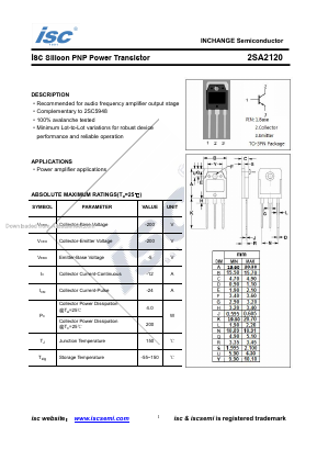2SA2120 Datasheet PDF Inchange Semiconductor