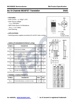 3N45-220 Datasheet PDF Inchange Semiconductor