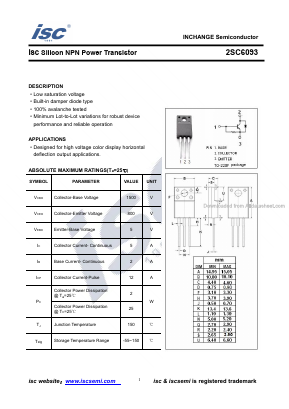 C6093 Datasheet PDF Inchange Semiconductor
