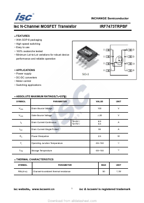 IRF7473TRPBF Datasheet PDF Inchange Semiconductor
